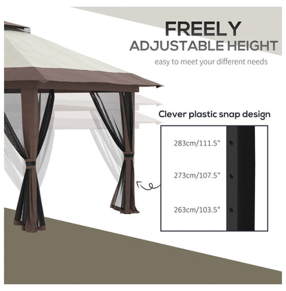 Pop Up Gazebo 13x13ft - Beige Patio Canopy Tent with Mesh Walls