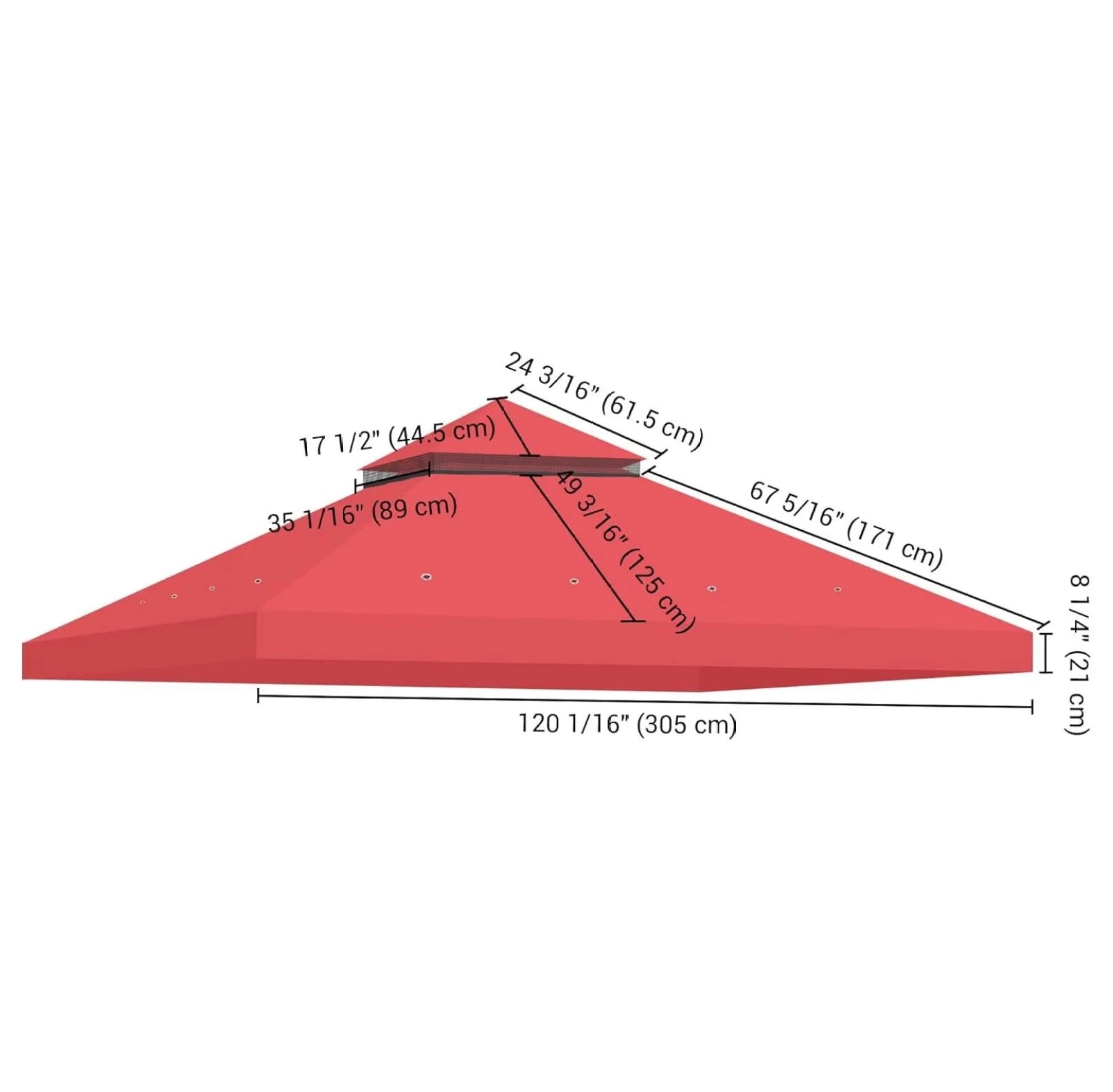 10x10 Ft 2-Tier Canopy Top Replacement for Petpvilit Gazebo Outdoor Yard Garden Patio Cover Red