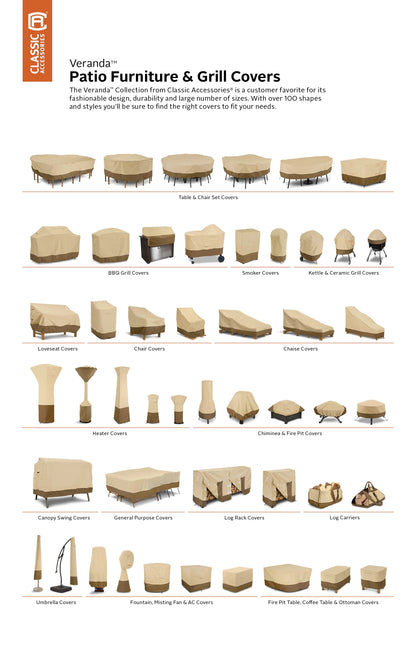 Classic Accessories Veranda Water-Resistant 100 Inch Patio V-Shaped Sectional Lounge Set Cover