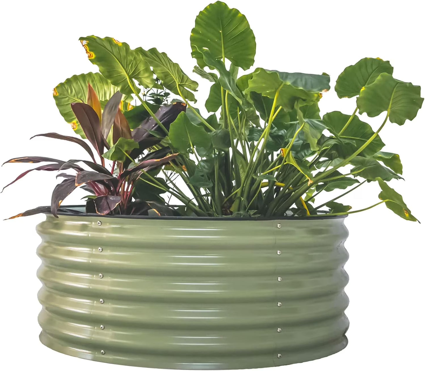 GFNXYI garden 17" Tall 42" Round Raised Garden Bed Metal Raised Bed Planter Box for Vegetables Flowers Patio, Modern Gray