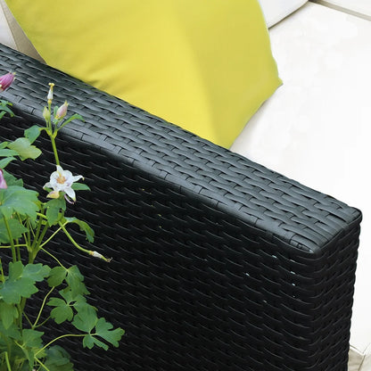 Mcombo Aluminum Outdoor Patio Furniture Sectional Set Black Wicker Sofa All-weather Resin Rattan Conversation Chair with Cushions 6080-1007 Cw