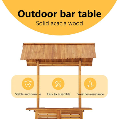 vidaXL Patio Bar Table with Rooftop 44.5"x41.7"x85.4" Solid Wood Acacia