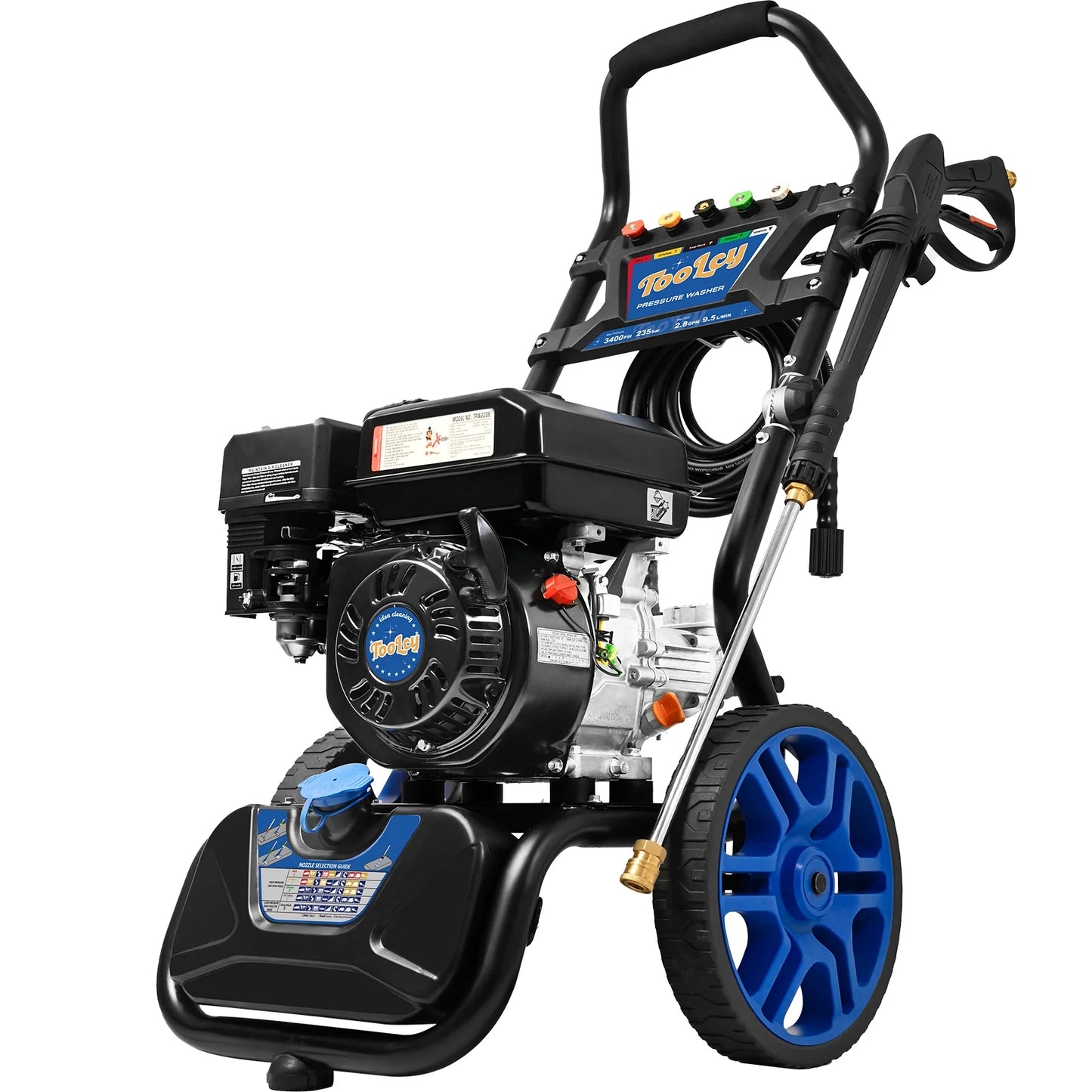TOOLCY Pressure Washer 2030 PSI Max, Power Washer Electric Powered, 50FT Pressure Hose, Short Gun & Extension Wand, Foam Cannon, 5 Nozzles, Cars Patios Washer