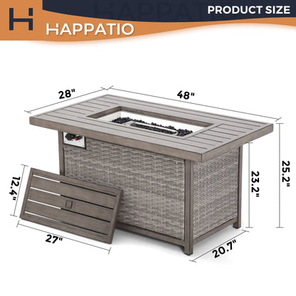 HAPPATIO 50,000 BTU Wicker and Aluminum Patio Fire Pit Table (Brown)