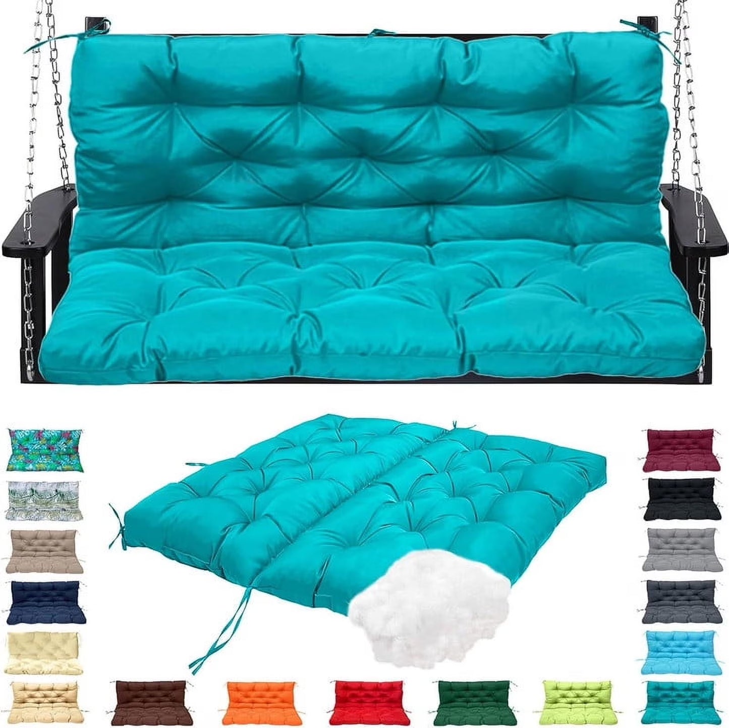 Replacement Cushions for Swing, Waterproof Porch Swing Cushion, 2-3 Seat Outdoor Bench Cushion with Backrest for Patio Furniture Garden Porch Loveseat Glider Pad (Sky Blue 70*40in)
