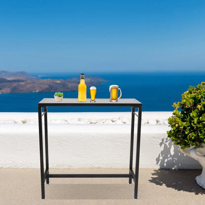Outdoor Bar Table - 39" Narrow Rectangular Bar Height Pub Table, Tall Bar Height Table Sturdy Metal Frame Tall Table Counter with Feet, for Patio, Balcony, Dinning Room,Garden
