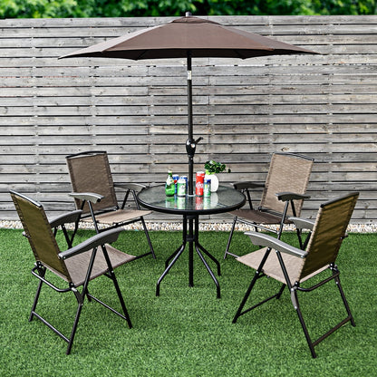 Patiojoy 32" Round Garden Bar Glass Table Patio Umbrella Deck Outdoor Furniture