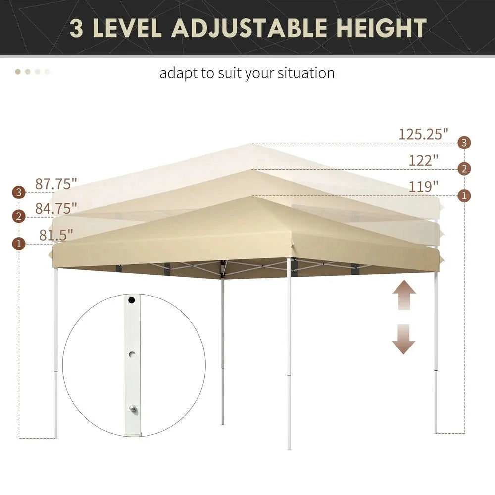 Barara King Outdoor Canopy Tent, Patio Portable Canopy,13' x 13' Pop Up Canopy Tent with Height Adjustable, Carry Bag for Outdoor, Garden, Patio, Beige