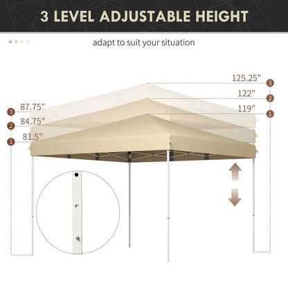 Barara King Outdoor Canopy Tent, Patio Portable Canopy,13' x 13' Pop Up Canopy Tent with Height Adjustable, Carry Bag for Outdoor, Garden, Patio, Beige