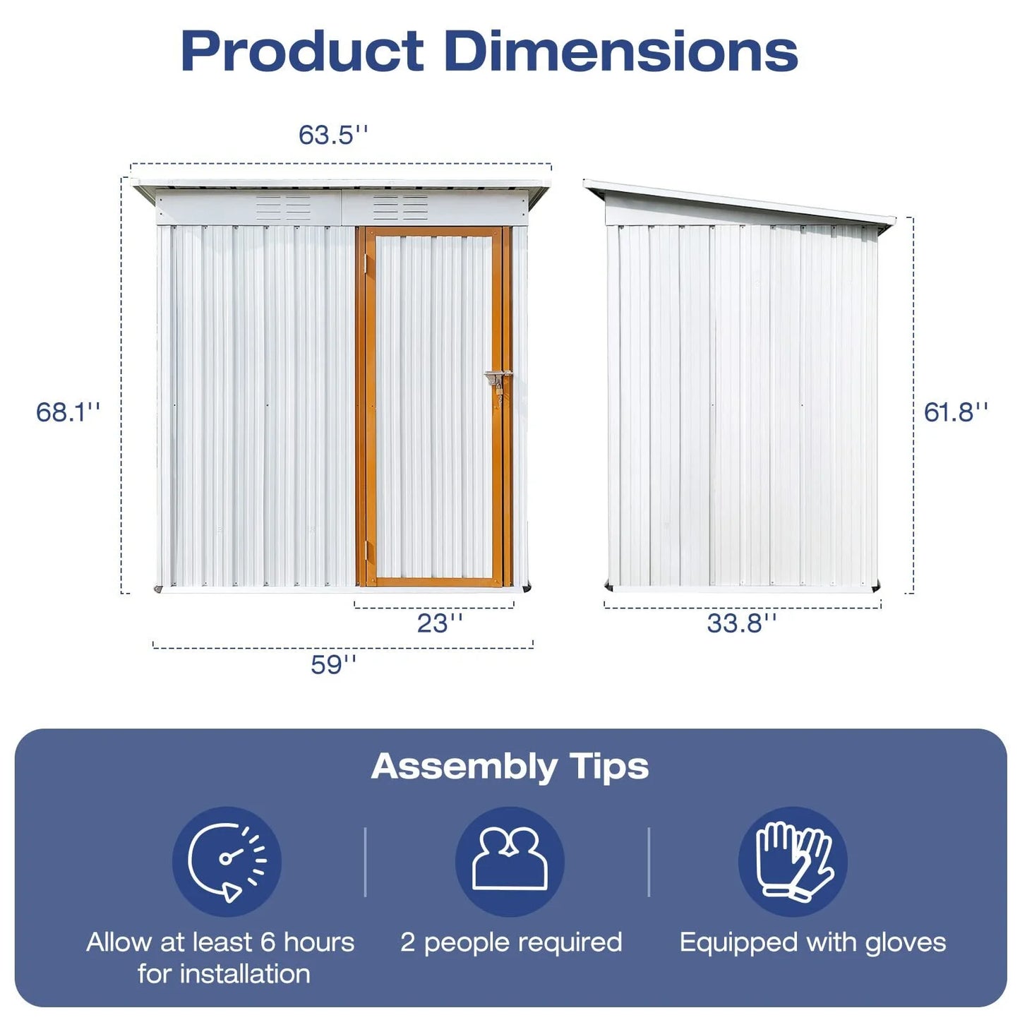 SYNGAR Storage Sheds 5 x 3 ft, Outdoor Storage Cabinet with Lockable Door Sloped Roof, Outdoor Storage Box Waterproof UV Proof for Patio Garden, Metal Tool Shed, White