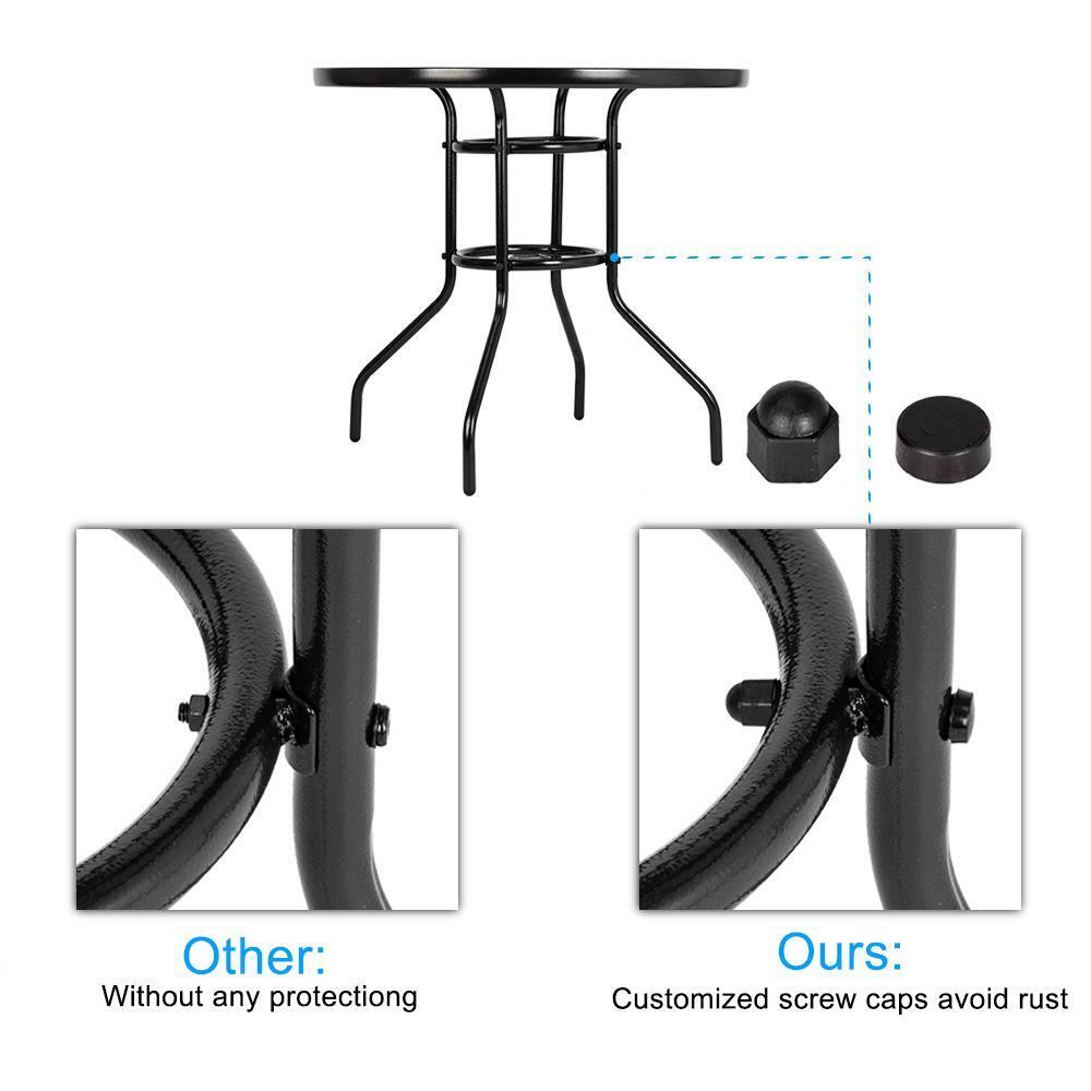32" Outdoor Patio Rattan Wicker Bar Round Table Glass Top Yard Garden Furniture