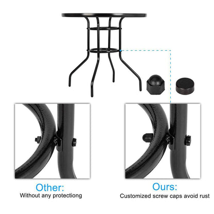 32" Outdoor Patio Rattan Wicker Bar Round Table Glass Top Yard Garden Furniture