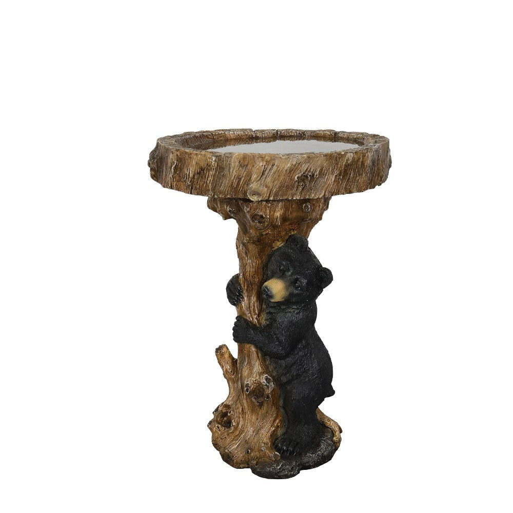 23.6?Tall Resin Outdoor Bird Baths for Garden - Outdoor Standing Birdbath with Bear Statue, Pedestal Birdbaths for Outdoors, Garden, Patio, Lawn, Backyard