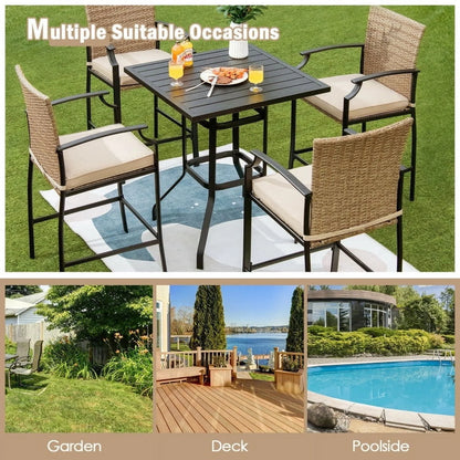 Aimee Lii 32 Inches Outdoor Steel Square Bar Table with Powder-Coated Tabletop, Outdoor Patio Furniture