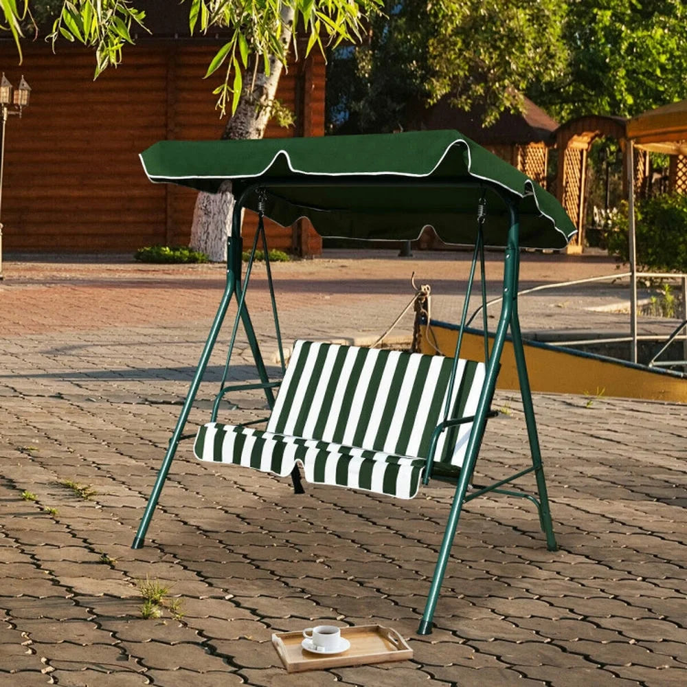 Kadyn Patio Swings for Porch,Comfortable Porch Swings,Loveseat Cushioned Patio Steel Frame Swing Glider -Green