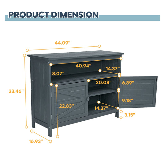 Bstjewey Outdoor Storage Cabinet HIPS Patio Sideboard with 3 Shelves & Doors