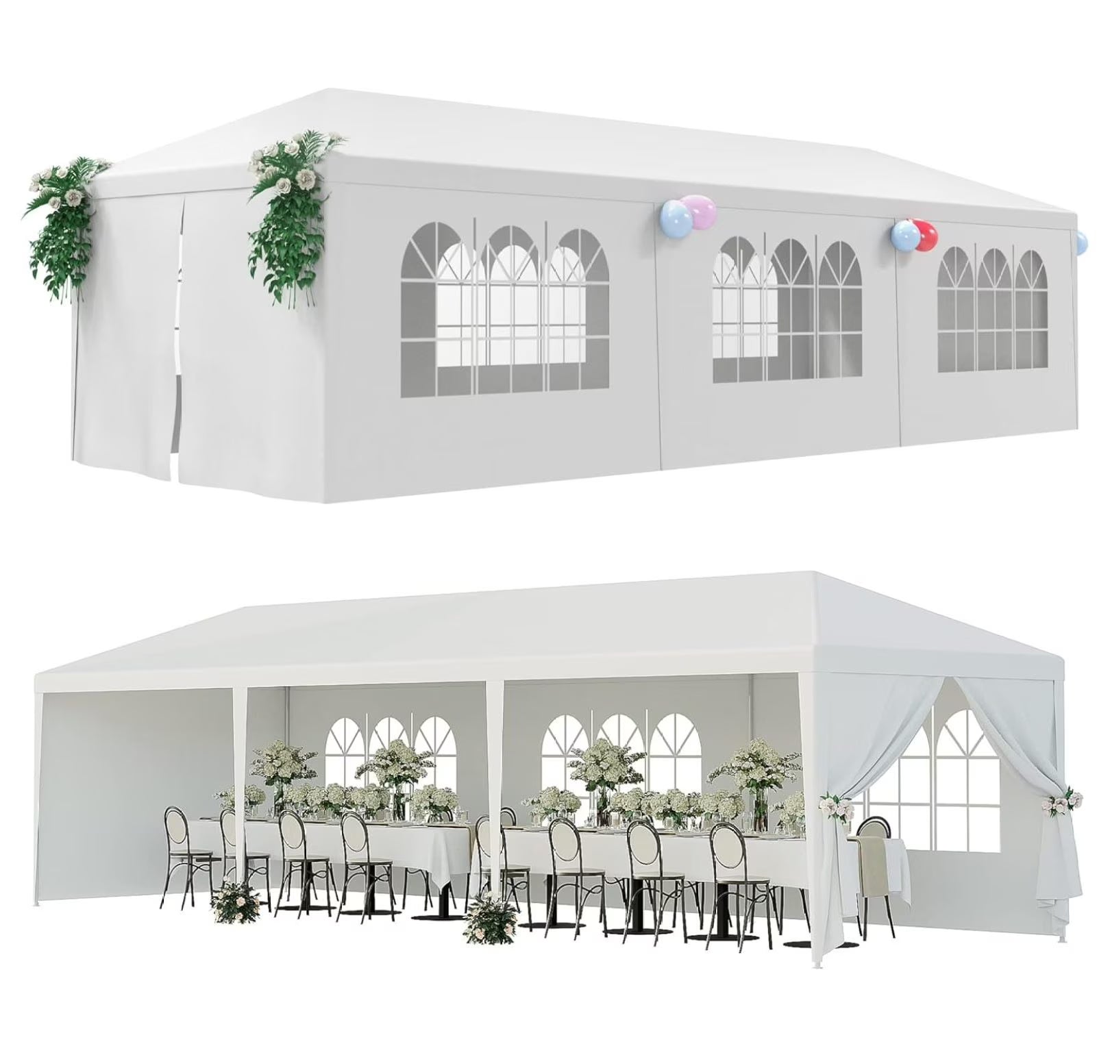 10'x30' Outdoor Canopy Tent Patio Camping Gazebo Shelter Pavilion Cater Party Wedding BBQ Events Tent w/Removable Sidewalls