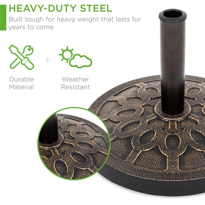 Best Choice Products 18in Round Heavy-Duty Steel Patio Umbrella Base Stand w/Rust-Resistant Finish - Bronze