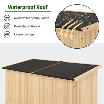 MCombo Wood Sheds & Outdoor Storage , Garden Tool Shed with Lock, Wooden Outdoor Storage Cabinet with Double Doors for Patio 1628