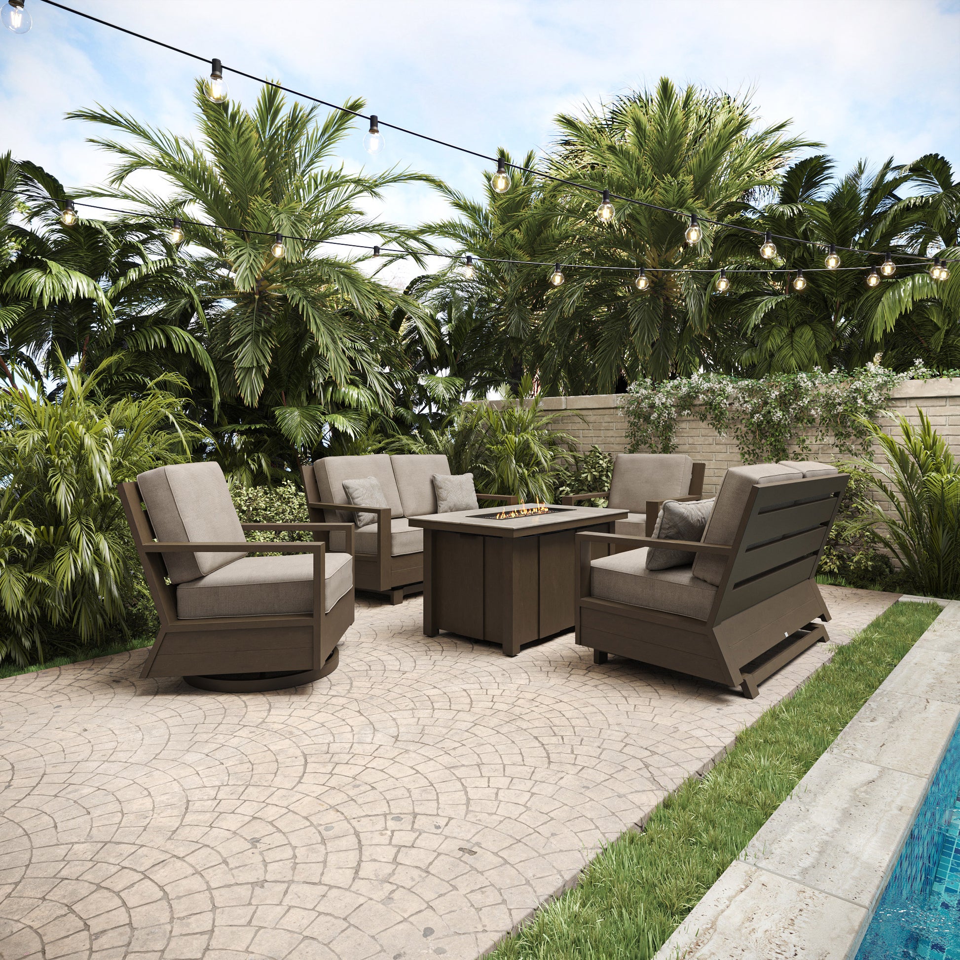 Agio Marlow 5-piece Outdoor Patio Fire Seating Set