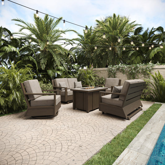 Agio Marlow 5-piece Outdoor Patio Fire Seating Set