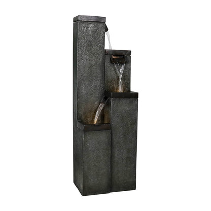 4-Tier Modern Floor-Standing Water Fountain,39.3? Indoor Outdoor Water Fountain with Lights for Garden, Patio Backyard and Home Art Decor
