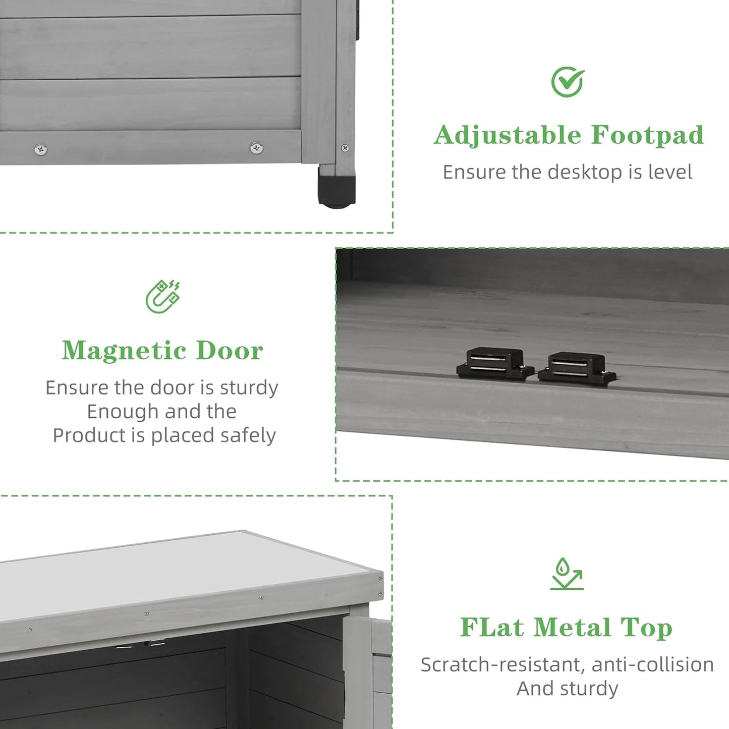 DEXS Potting Bench with Storage Cabinet and Metal Top, Wood Workstation for Outdoor Patio, Garden (31x17x36?)Coffee Brown