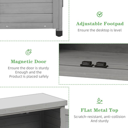 DEXS Potting Bench with Storage Cabinet and Metal Top, Wood Workstation for Outdoor Patio, Garden (31x17x36?)Coffee Brown