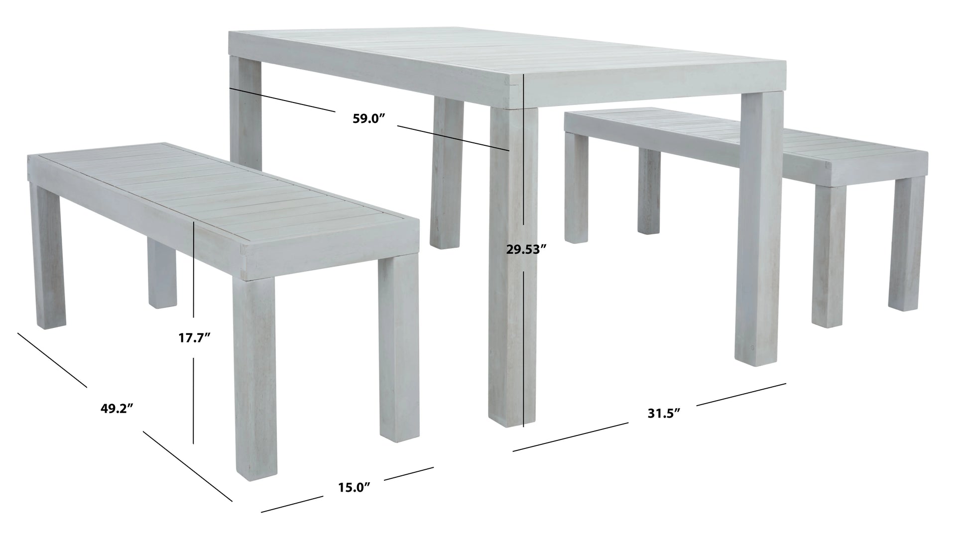 SAFAVIEH Dario Transitional Outdoor Patio 3 Piece Dining Set, Grey