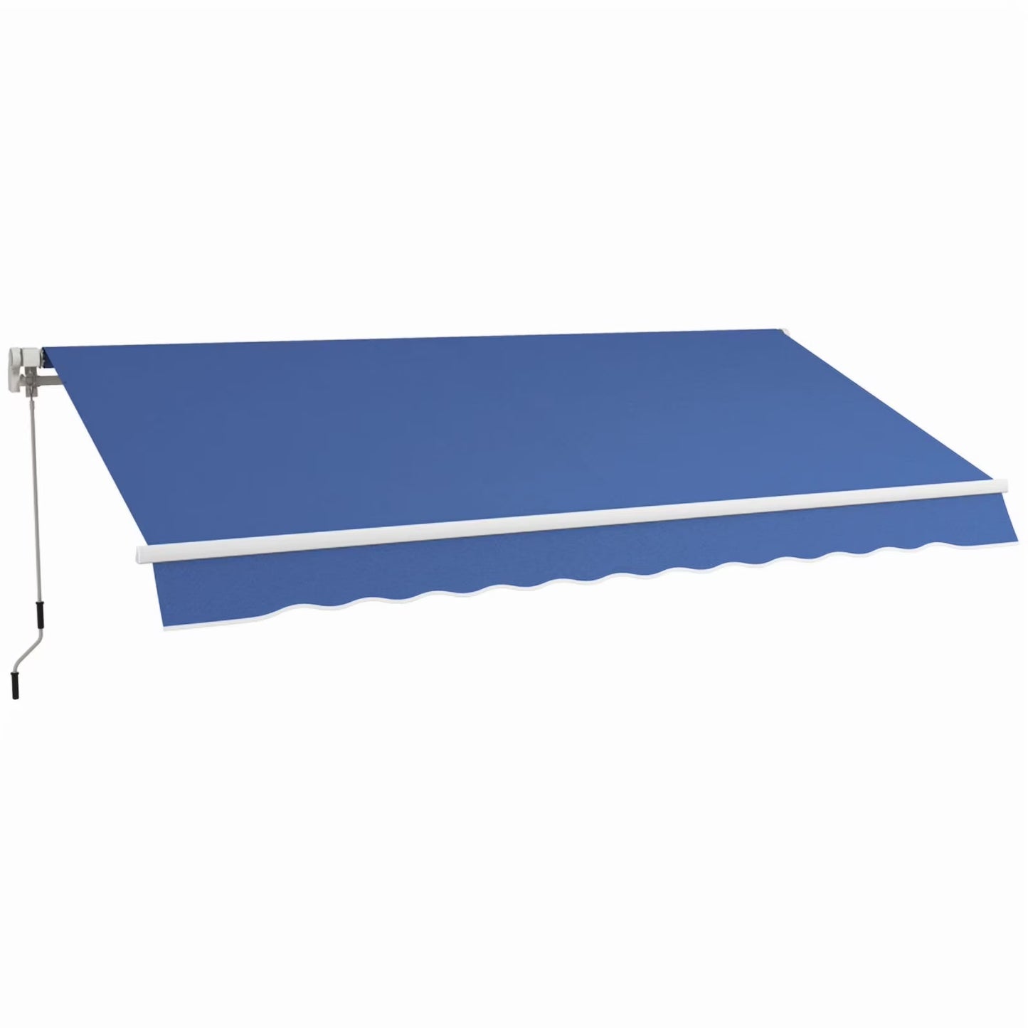 Outsunny 12' x 10' Retractable Awning Patio Awnings Sun Shade Shelter with Manual Crank Handle, 280g/m2 UV & Water-Resistant Fabric and Aluminum Frame for Deck, Balcony, Yard, Dark Blue On-Site