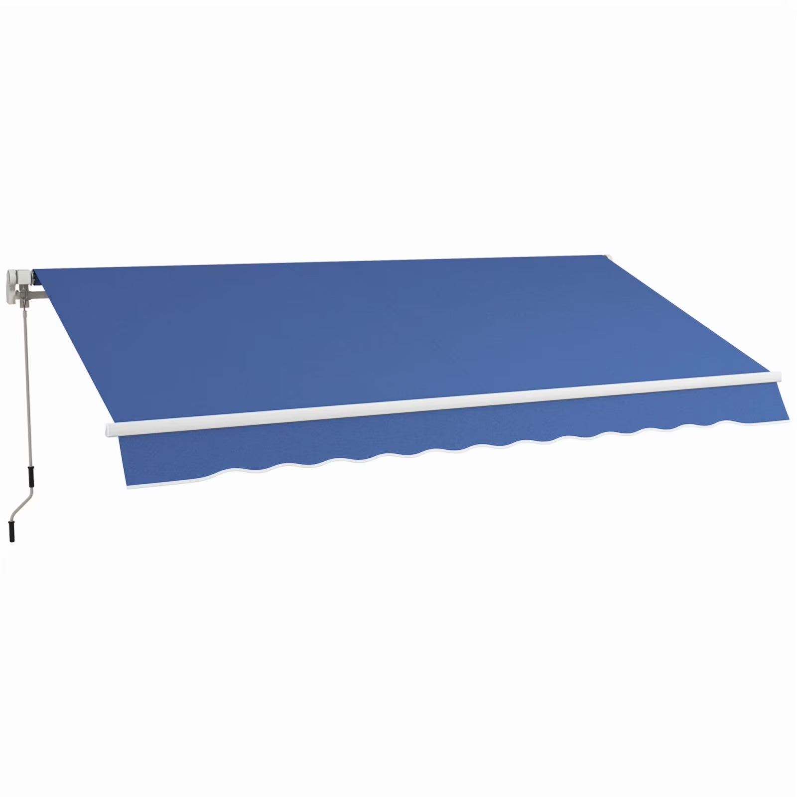Outsunny 12' x 10' Retractable Awning Patio Awnings Sun Shade Shelter with Manual Crank Handle, 280g/m2 UV & Water-Resistant Fabric and Aluminum Frame for Deck, Balcony, Yard, Dark Blue On-Site