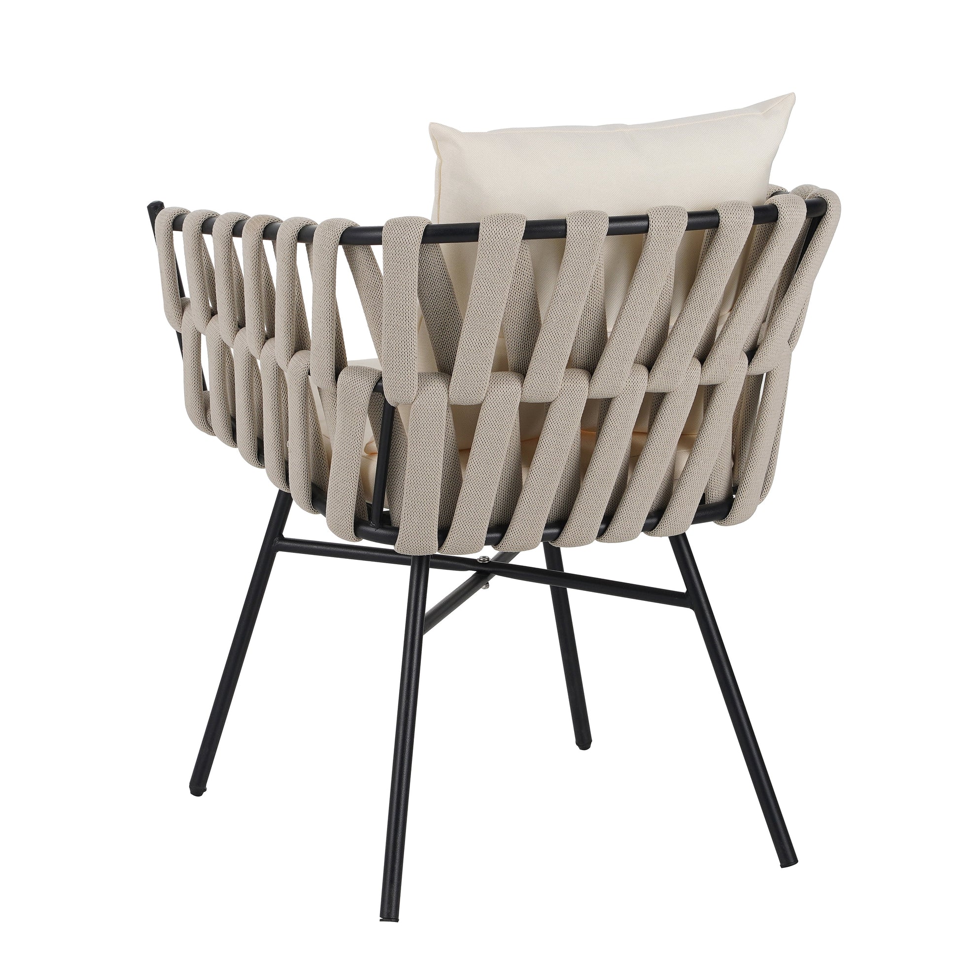 Harper & Bright Designs 7 Pieces Metal Outdoor Dining Table and Chairs Set for 6, All-Weather Patio Dining Furniture with 6 Woven Tape Chairs for Backyard Garden Balcony, Gray, Natural