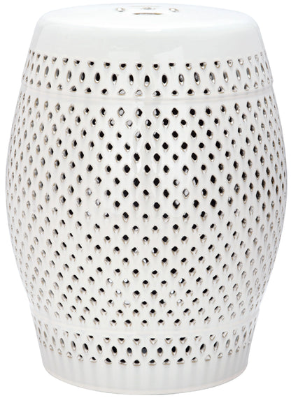 Safavieh Diamond Drum Indoor/Outdoor Garden Patio Stool, White