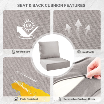 Terraloom 6 Inch Outdoor Cushions 24x24" - Water Resistant 2 Set Deep Seating Patio Chair Back& Seat Cushion for Wicker Rocking Swivel Chairs Loveseat Couch Sectional Sofa in Beige