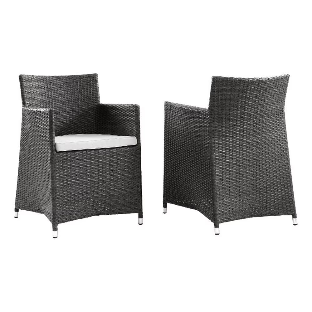 Afuera Living Rattan Outdoor Patio Armchair in Gray/White (Set of 2)