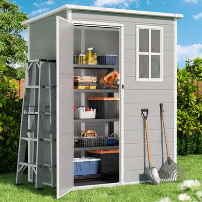 Lofka 6 x 4 FT Galvanized Metal Outdoor Storage Shed with Double Lockable Doors and Air Vents for Patio, Garden, Backyard, Lawn, Dark Gray