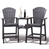 Tall Adirondack Chairs Set of 2,Outdoor Adirondack Barstools with Double Connecting Tray Patio Stools Weather Resistant for Outdoor Deck Lawn Pool Backyard,Grey