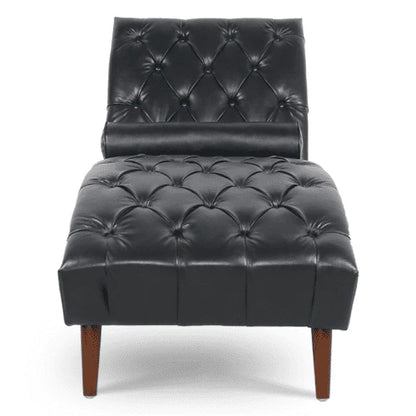 Outdoor Chaise Lounge Chair Upholstered Leather Lounge Chair for Bedroom, Patio, Black