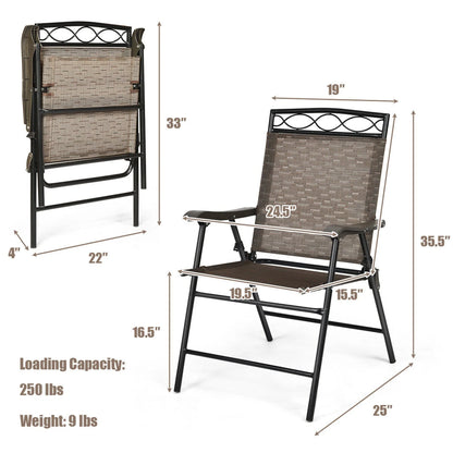 Gymax 2PCS Folding Chairs Patio Garden Outdoor w/Steel Frame Armrest Footrest
