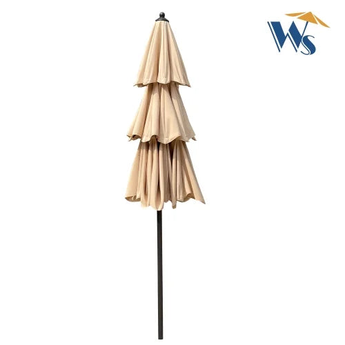 9Ft 3 Tier Patio Umbrella,Outdoor Umbrella with Crank & Tilt,Market Umbrella with Wind Vents,Water Resistant,UV Protection 40+,Canopy Umbrella for Patio/Garden/Pool/Table