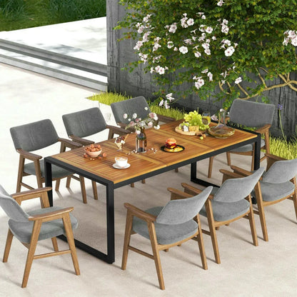 Spaco 79 Inch Acacia Wood Patio Table, Table with 1.9 Inch Umbrella Hole for Outdoor as Garden and Poolside, Brown
