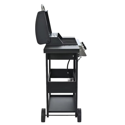 Leuco 3 Burner BBQ Propane Gas Grill, Stainless Steel 25,650 BTU Patio Garden Barbecue Grill with Two Shelves, Lid, Wheels and Bottle Opener
