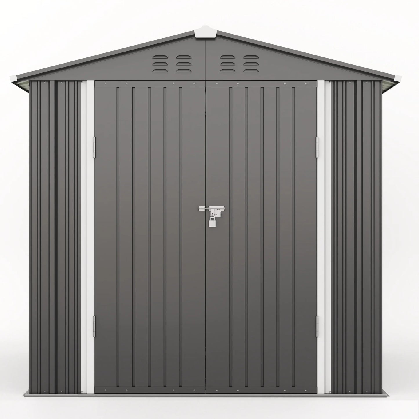 6x4FT Metal Outdoor Storage Shed, Garden Tool Shed with Lockable Doors & Slooping Roof for Backyard,Patio,Dark Grey
