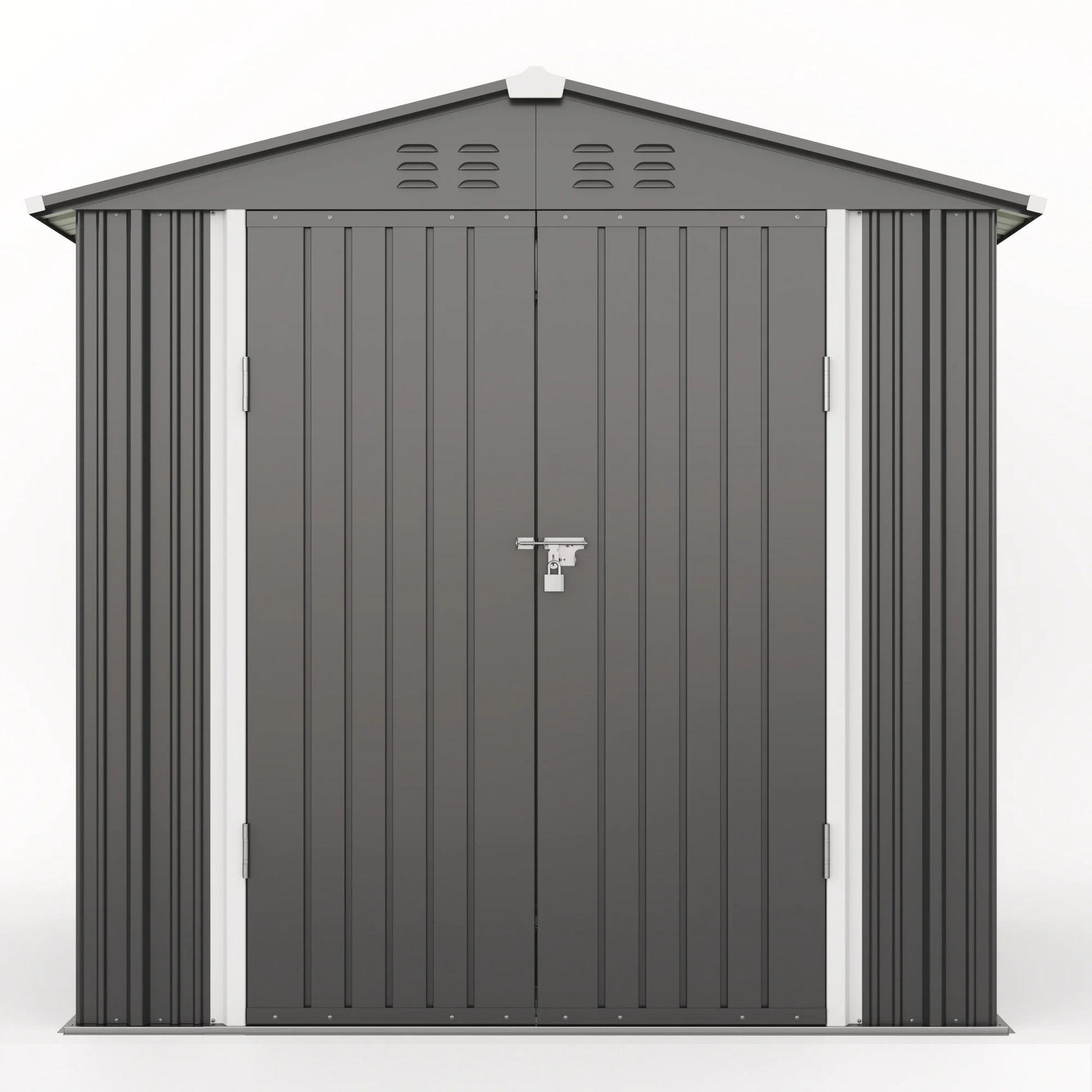 6x4FT Metal Outdoor Storage Shed, Garden Tool Shed with Lockable Doors & Slooping Roof for Backyard,Patio,Dark Grey