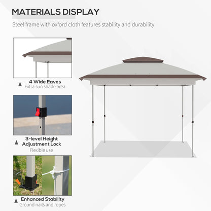 12' X 12' Pop Up Canopy Tent with Netting and Carry Bag,Double Canopy, Instant Sun Shelter with 137 Sq.ft Shade, Tents for Parties, Height Adjustable, for Outdoor, Garden, Patio, Beige and Brown