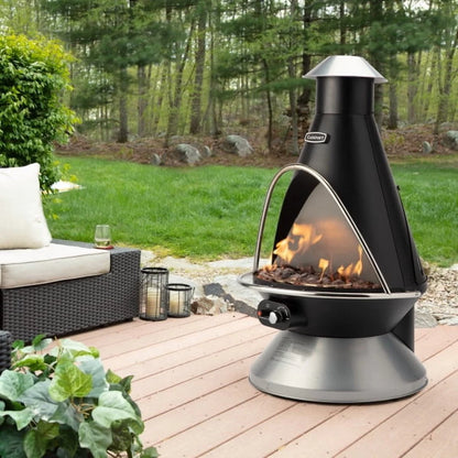 Cuisinart Chimenea Propane Fire Pit, 40,000 BTU Adjustable Gas Fire Pit for Patios, Includes Lava Rocks, Directional Heat Shield and Push to Start Ignition