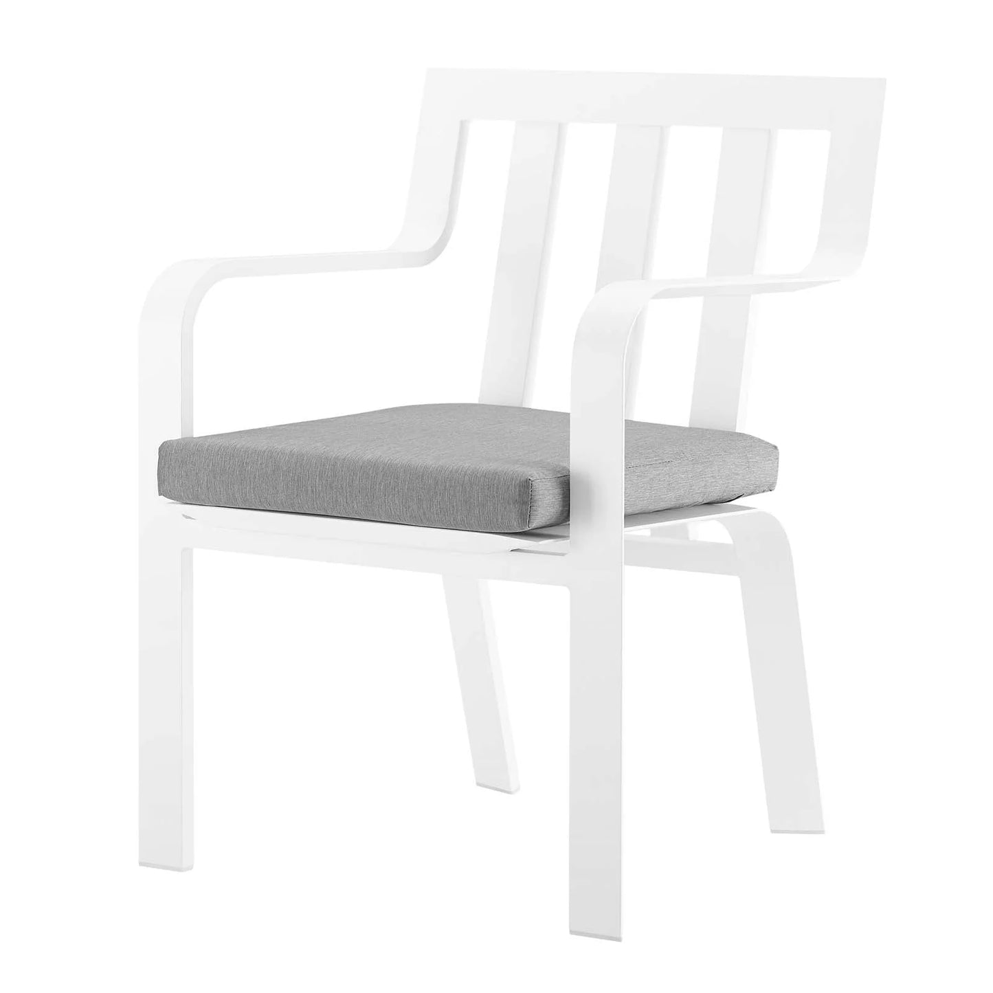Lounge Chair Armchair, Set of 2, Aluminum, Metal, Steel, White Grey Gray, Modern Contemporary Urban Design, Outdoor Patio Balcony Cafe Bistro Garden Furniture Hotel Hospitality