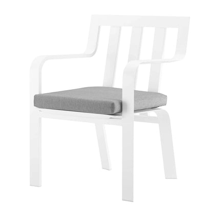 Lounge Chair Armchair, Set of 2, Aluminum, Metal, Steel, White Grey Gray, Modern Contemporary Urban Design, Outdoor Patio Balcony Cafe Bistro Garden Furniture Hotel Hospitality