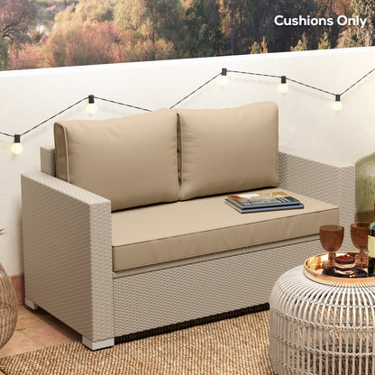 Outsunny 2 Seater Patio Furniture Cushions, 5 in Outdoor Loveseat Cushions with Removable Cover, Replacement Cushions for Outdoor Furniture, Beige