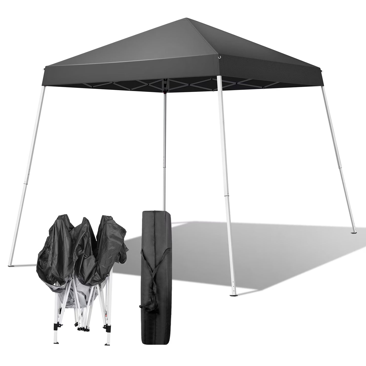 Hassch 6x6 ft Canopy Tent, Outdoor Tent Canopy Foldable Portable Canopies for Camping, Patio, Easy Up Gazebo Canopy with Carry Bag Slant Legs, Dark Gray